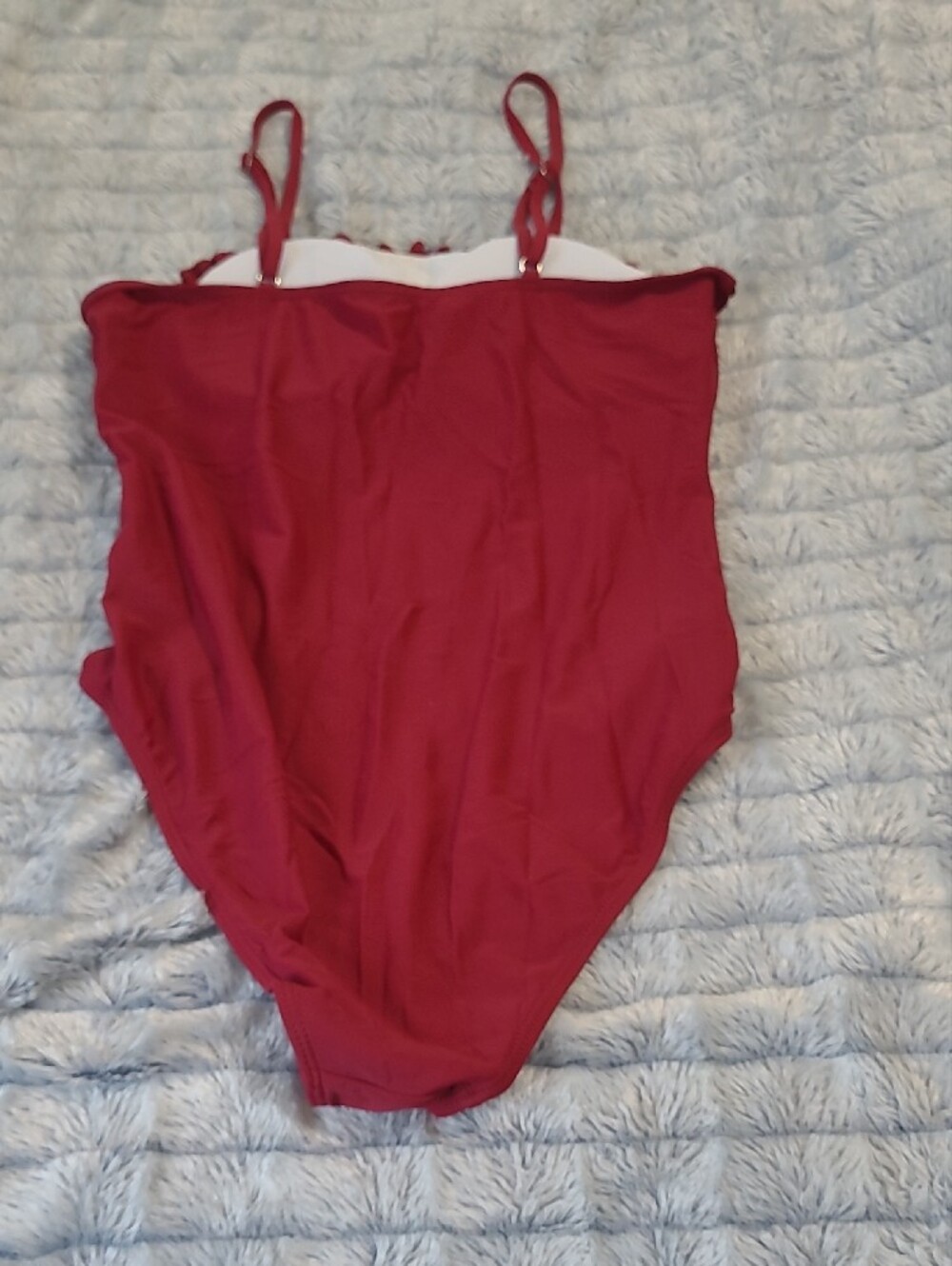 Red Ruched One-Piece Swimsuit - Picture 2 of 6